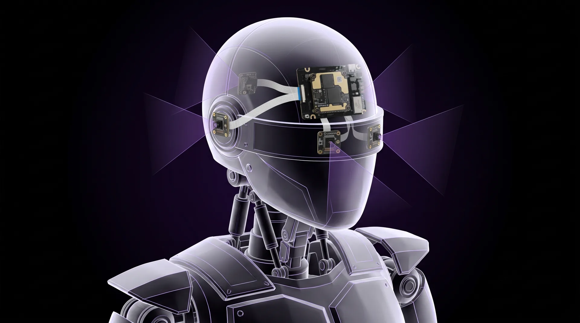 Humanoids: illustration of OAK 4 FFC and camera modules inside the machine